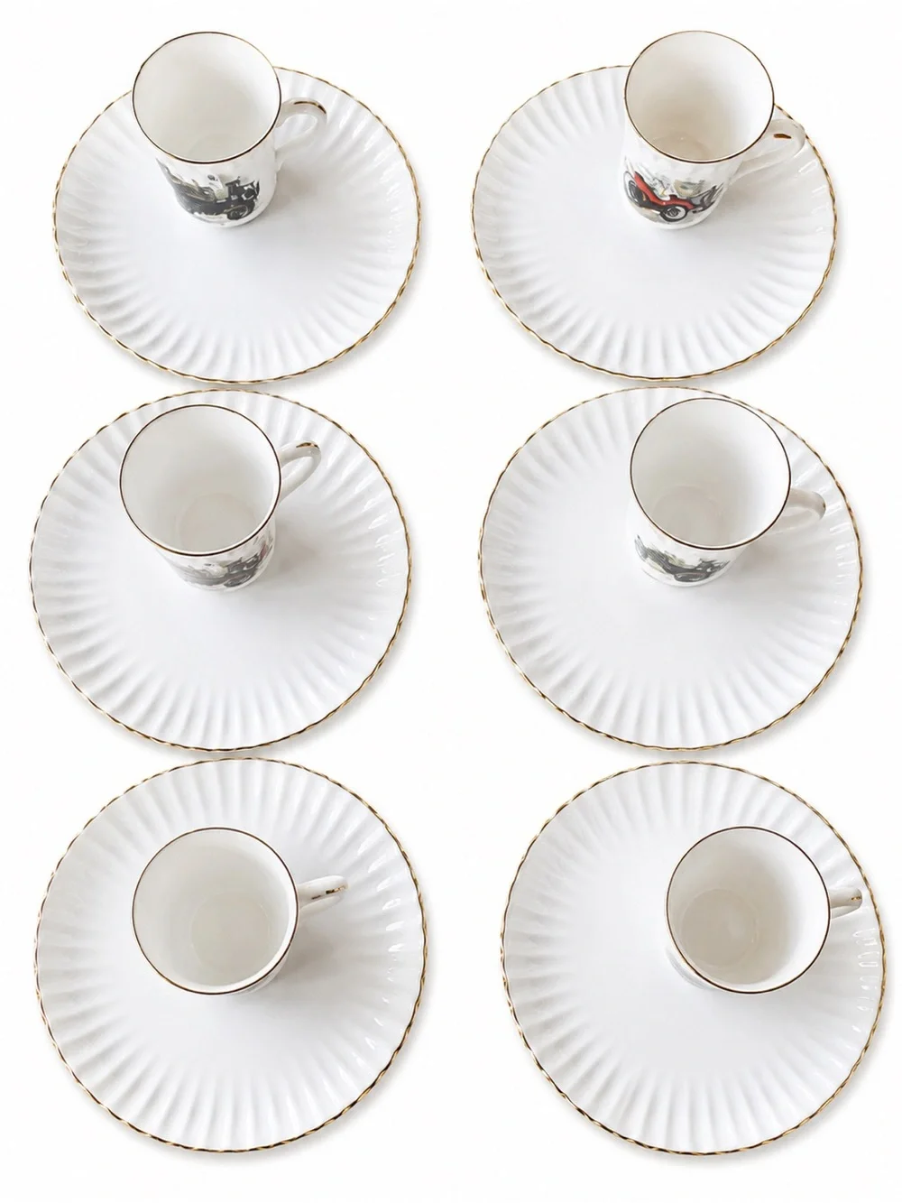 Vintage Crown Staffordshire Fine Bone China Snack Set – 6 Cups & 6 Snack Plates